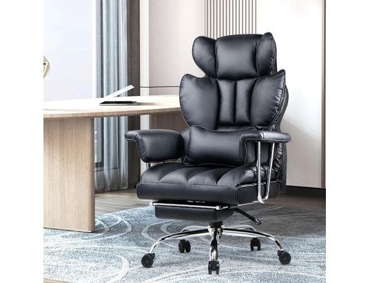 RATTANTREE - Fauteuil de bureau Chaise de bureau exécutive avec repose-pieds noire