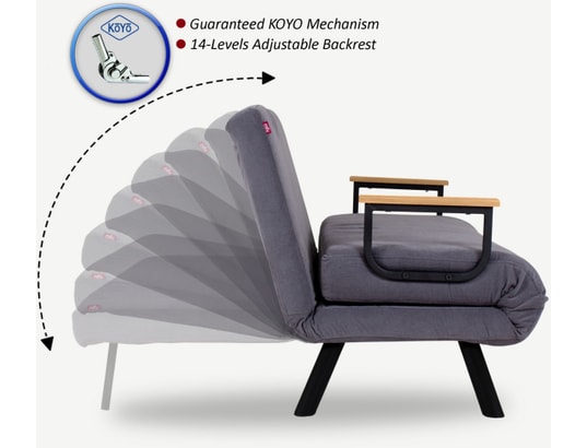 CONCEPT1 - Fauteuil convertible Sando Single gris 67 x 78 x h78