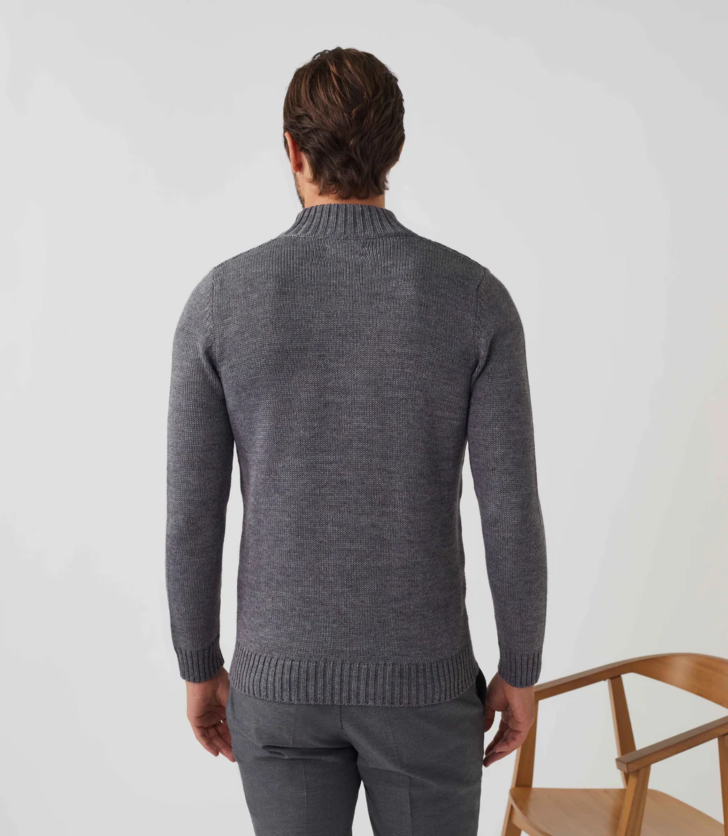Pull col montant laine gris 