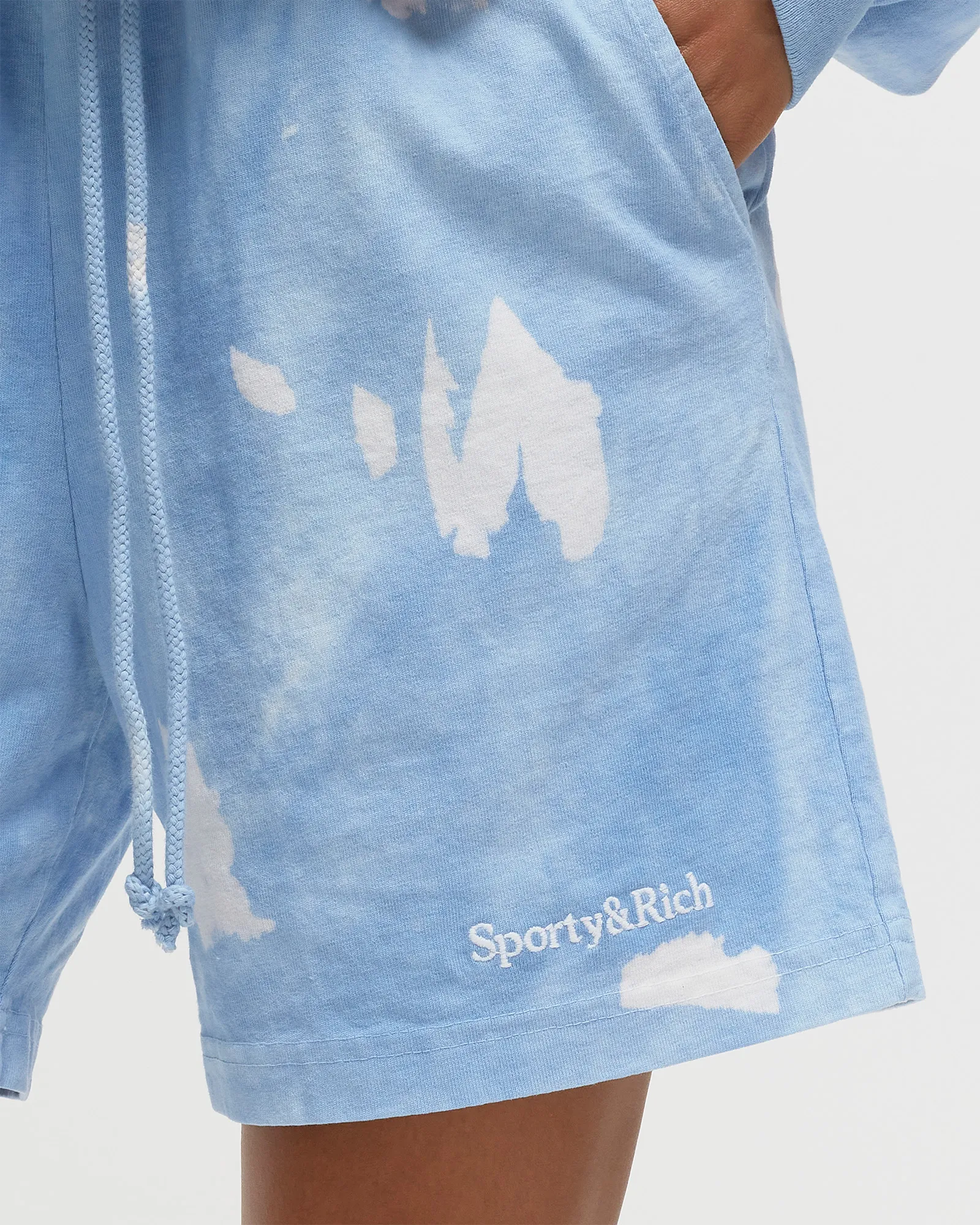 Sporty & Rich Serif Logo Embroidered Tie Dye Gym Short
