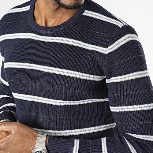 Pull A Rayures Bleu Marine