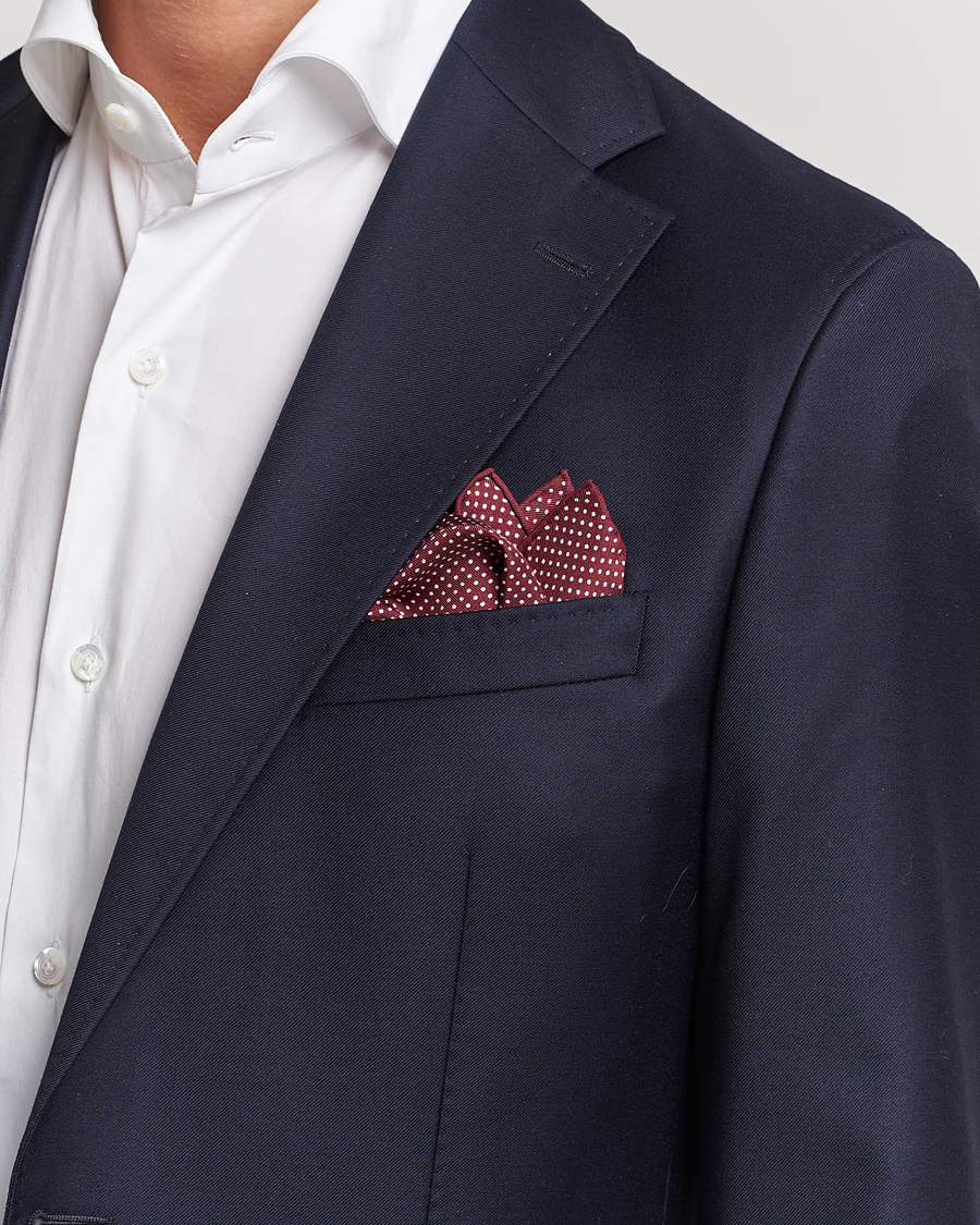 Eton Silk Polka Dot Pocket Square Wine