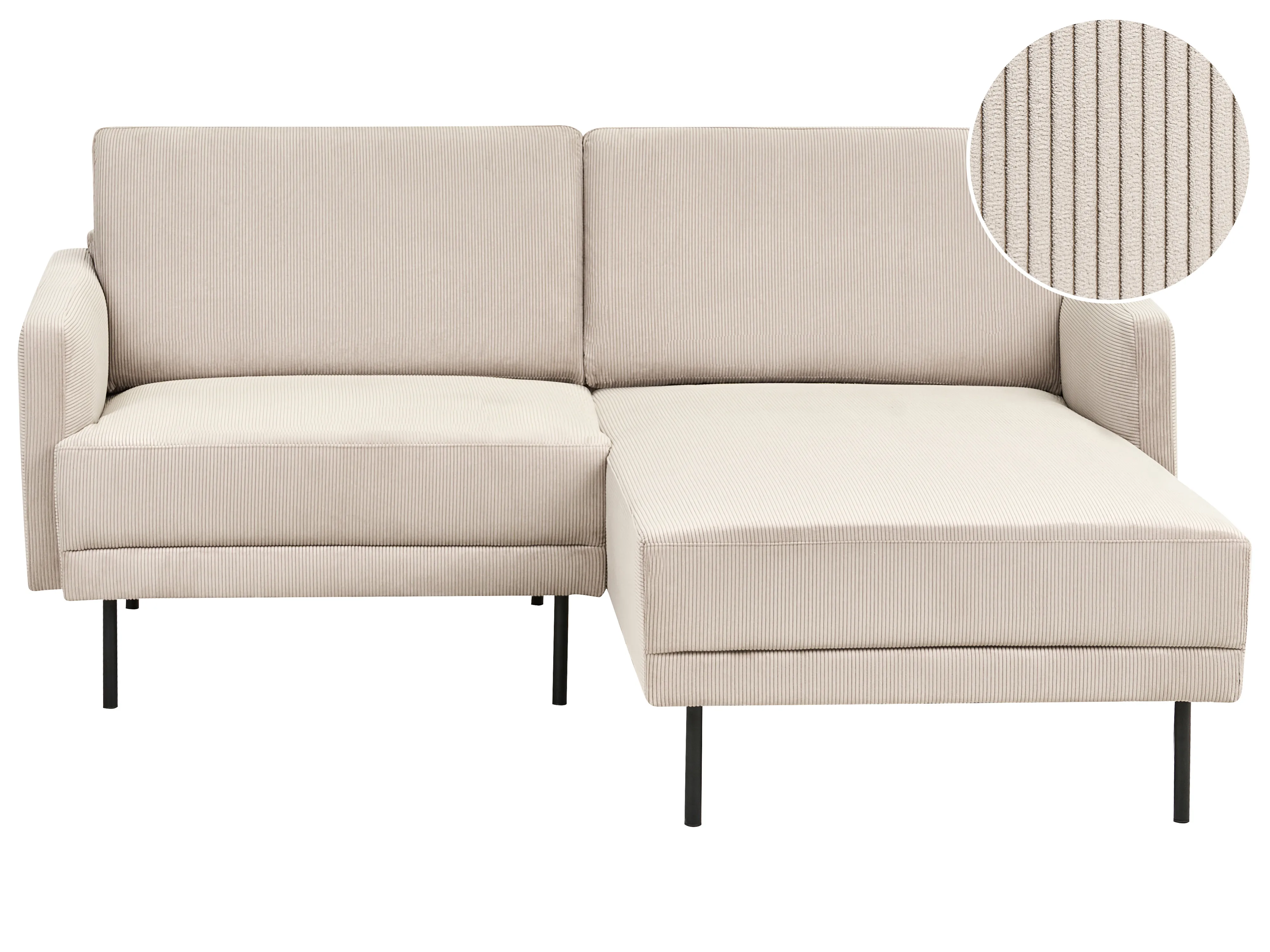 Hoekbank 2-zits BREDA Corduroy Beige linkszijdig