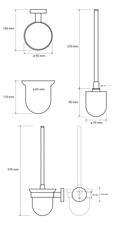 Sapho X-Round hangende toiletborstelhouder koper geborsteld