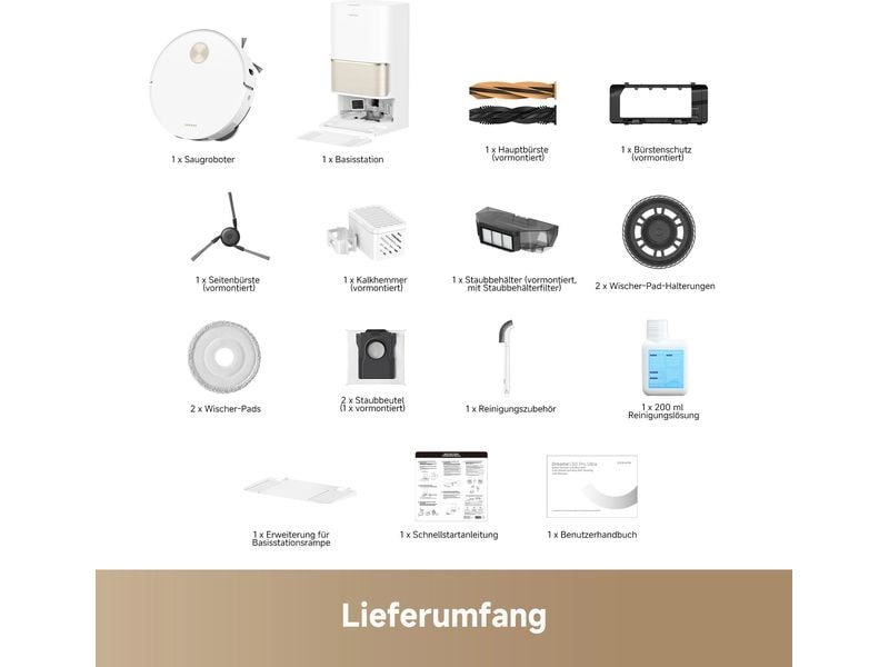 Dreame Saug- und Wischroboter L50 Pro Ultra Weiss Roboterstaubsauger mit Basisstation