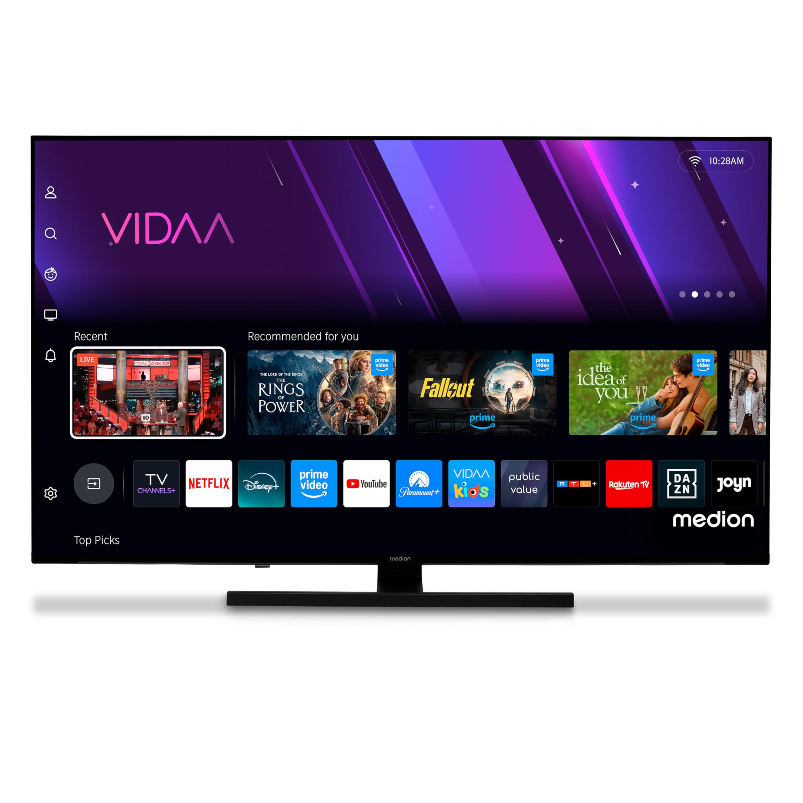 MEDION TV 55 Pouces 4K (138,8 cm) QLED Television (Smart TV 4K, Dolby Vision HDR, VIDAA Store, Prime Video, Disney+, DAZN, Paramount+, DTS X, Dolby At