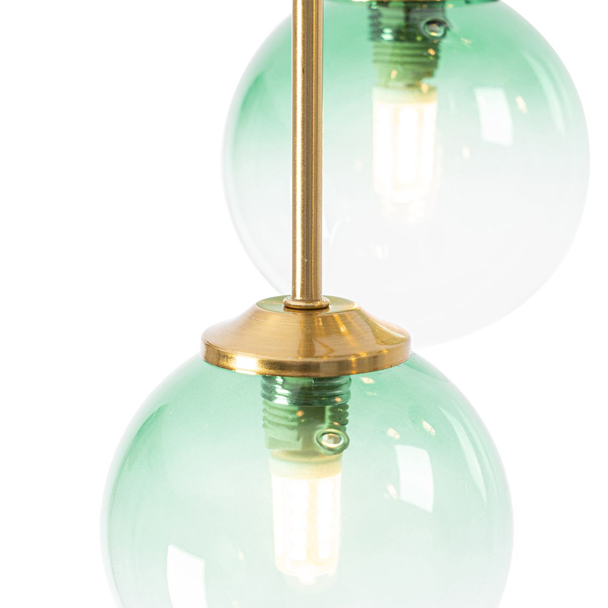 Art Deco plafondlamp goud met groen glas 9-lichts - Athens