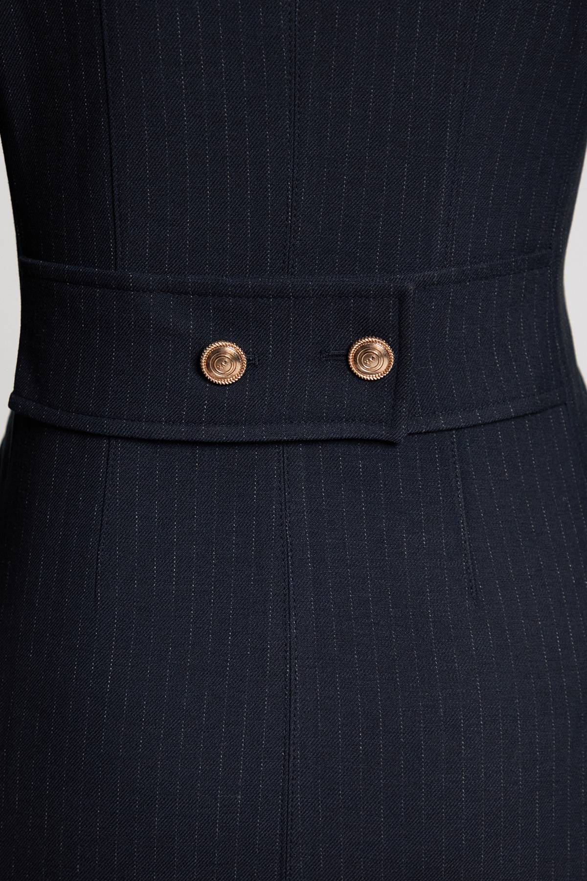 KarenMillen Veste Cintrée À Rayures Tennis Col Montant Simple Boutonnage