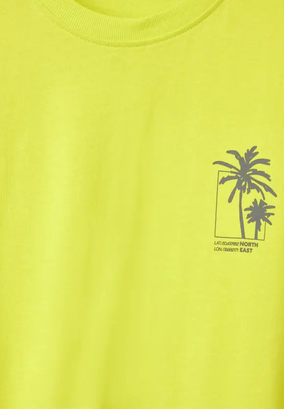 T-Shirt mit Brustprint - acid yellow