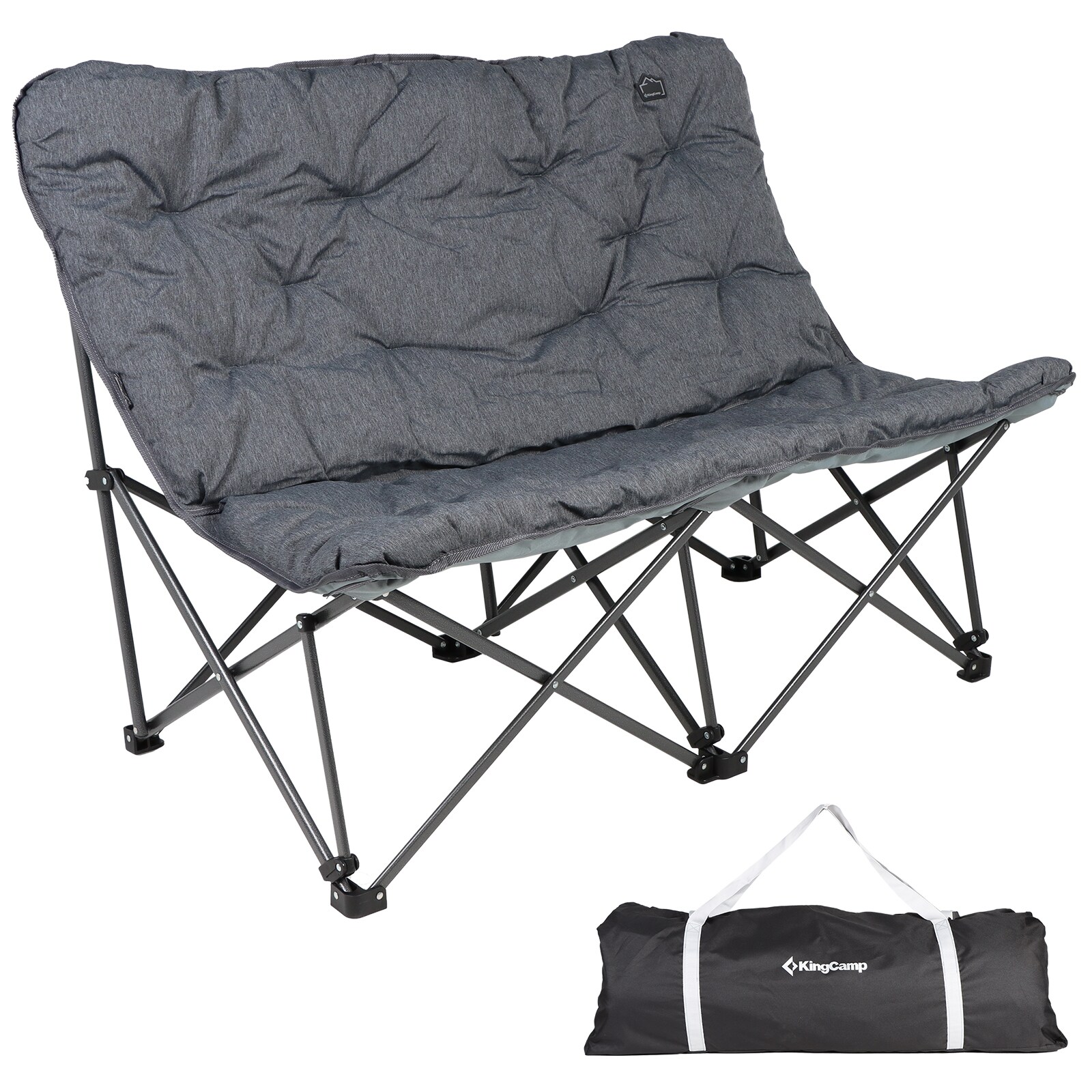 KINGCAMP Camping Sofa Lindon Relax Doppel Lounge Stuhl 2Personen Faltstuhl Couch Farbe: beige