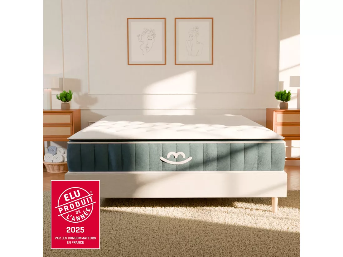 Matelas Hybride 200x200x30cm élu Produit de l'année 2025 ® VICTORIA Luxe - Mousse à mémoire forme et Ressorts Ensachés - Soutien ferme - Morphea