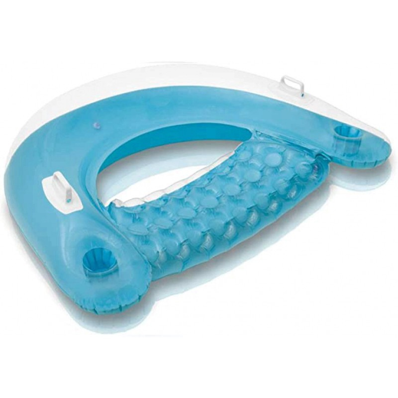(95cm) Aufblasbare Wasser Luftmatratze Wassersessel Schwimmstuhl mit Rückenlehne und Getränkehalter - Blau
