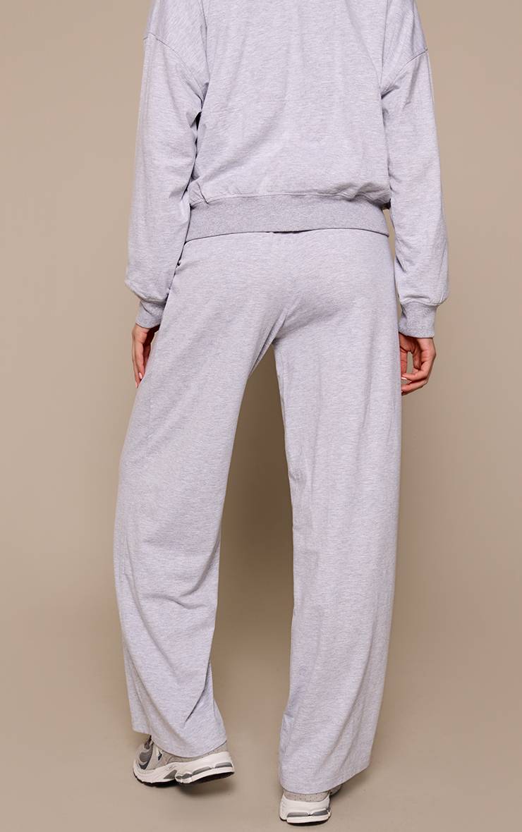 Gris Chiné Pantalon Droit Décontracté