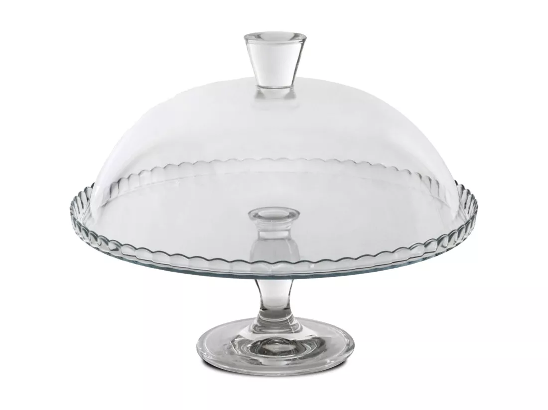 Plat à tarte en verre sur pied - Diamètre 32 cm