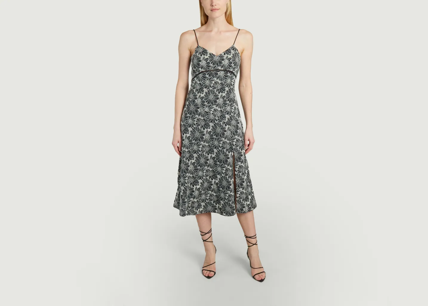 Robe midi brodée motif fleuri Clarita Suncoo