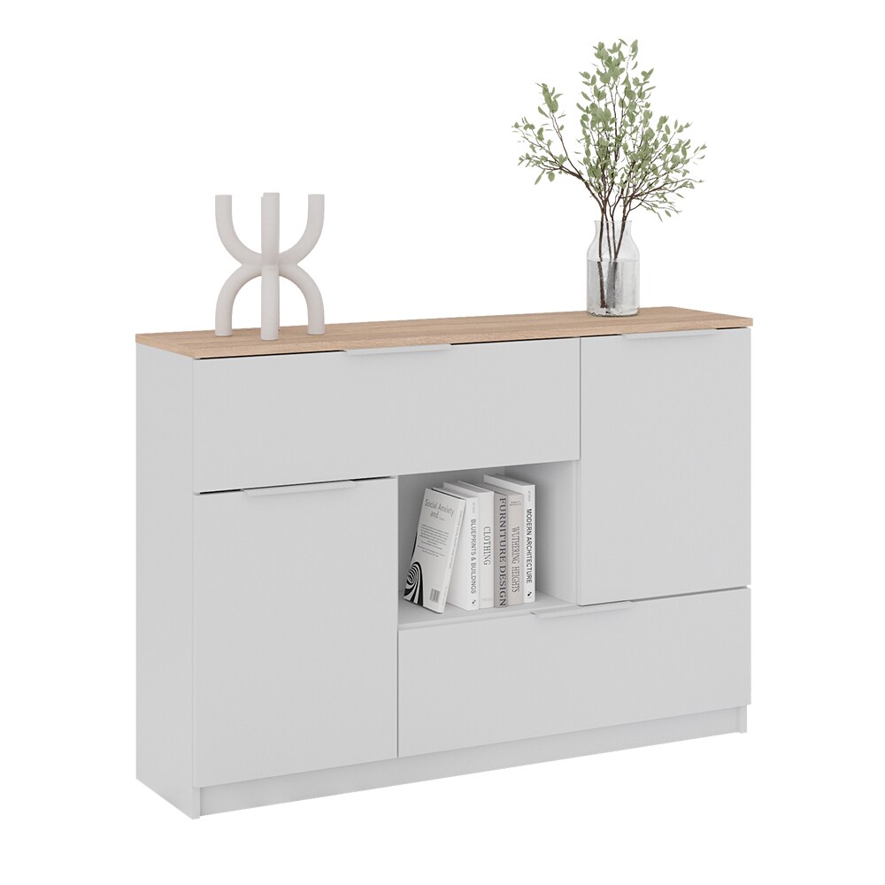 Vicco Sideboard Betti Weiß Sonoma 120 x 84 cm 2 Türen 2 Schubladen 1 Fach