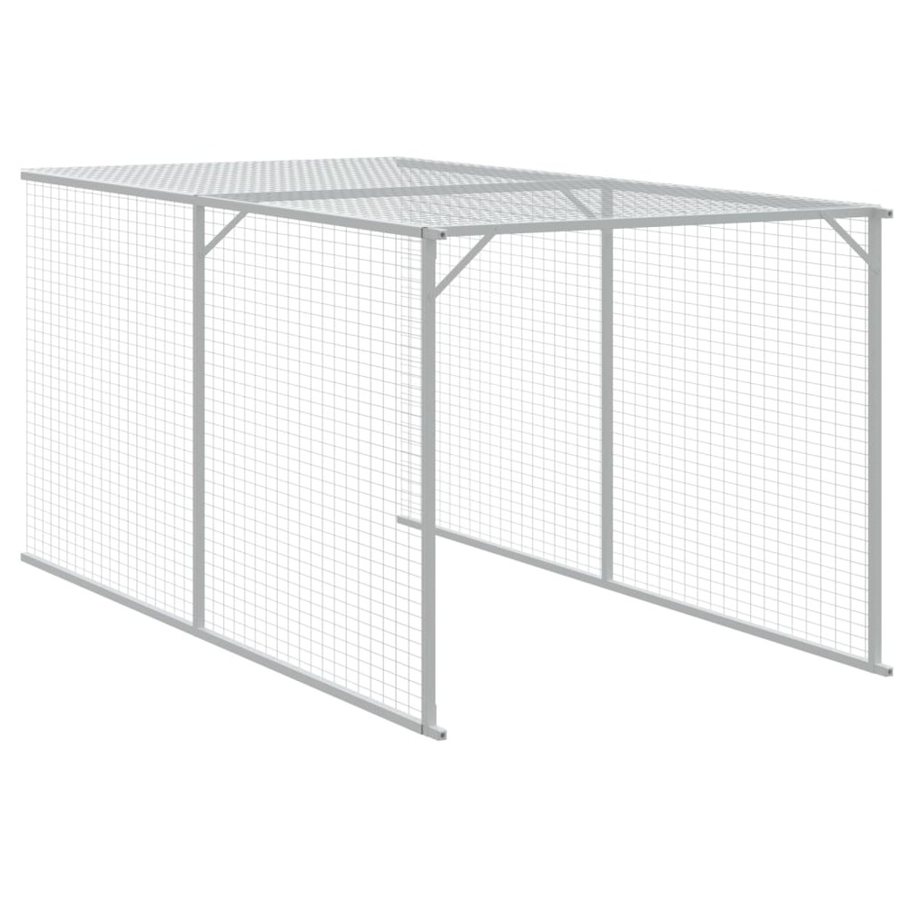 Poulailler avec cour anthracite 110x405x110 cm acier galvanisé