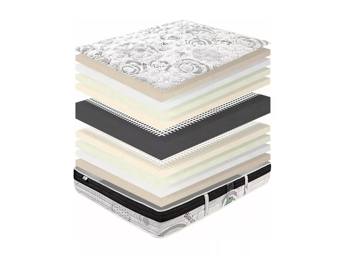 Matelas 140x190 cm, Sleeplux, 26cm, latex, ergonomique, haute densité+2 Oreillers+couette