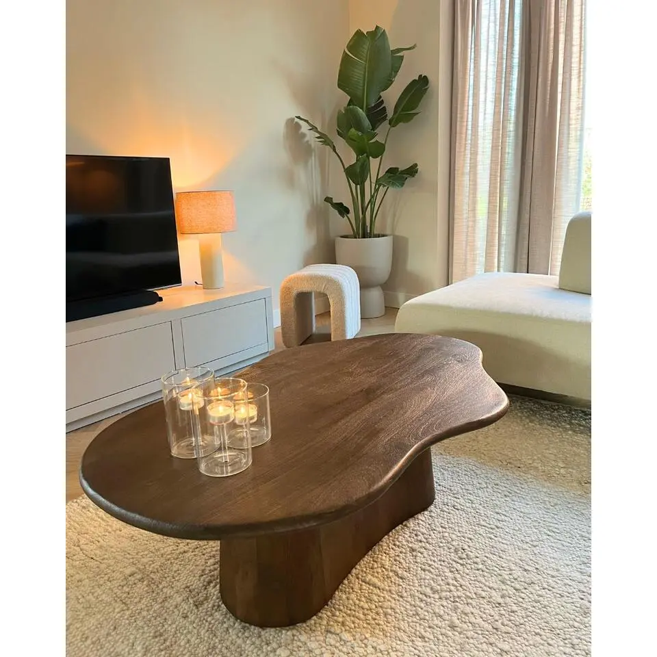 Salontafel Organisch 120cm - Donkerbruin Mangohout - Jessie