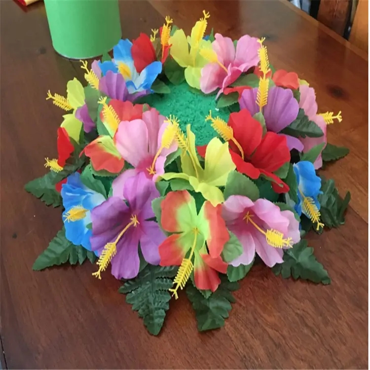 (24er Set) Hawaii Kunstblumen Sommer Party Tisch Deko Hibiskus Blüten - Bunt