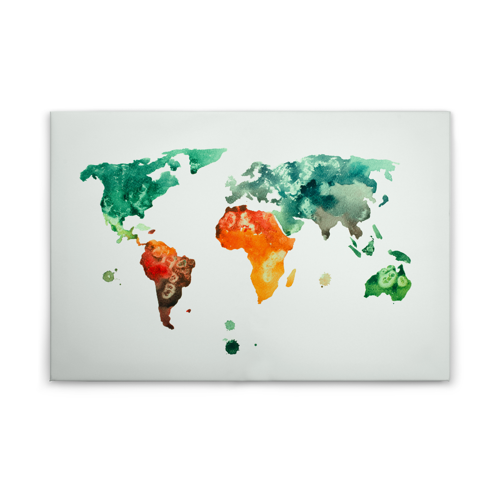 Leinwandbild WELTKARTE - bunt-grün- 90x60 cm