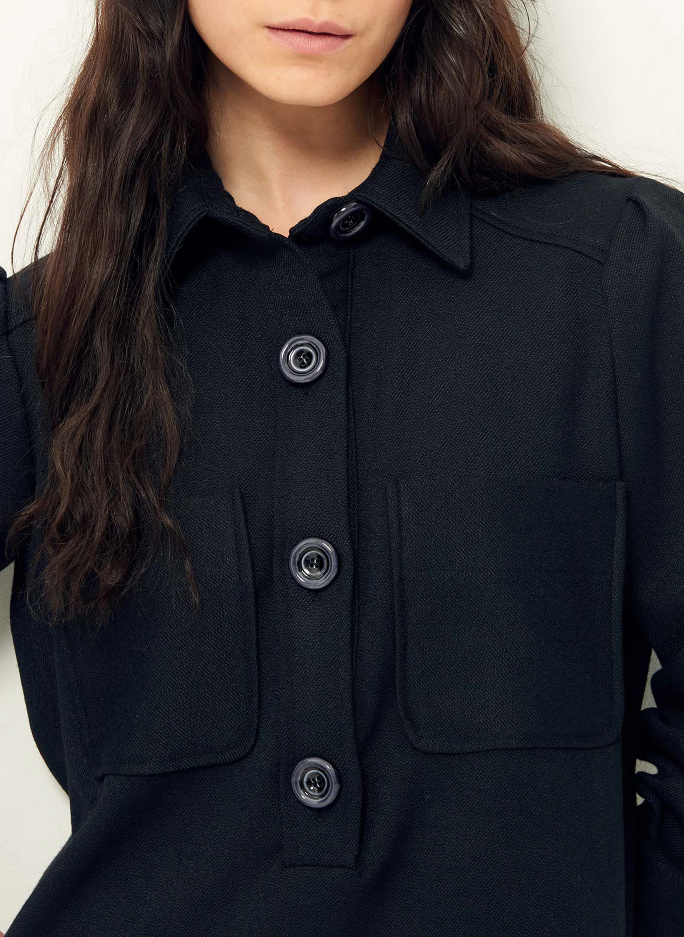Robe courte col classique | Noir