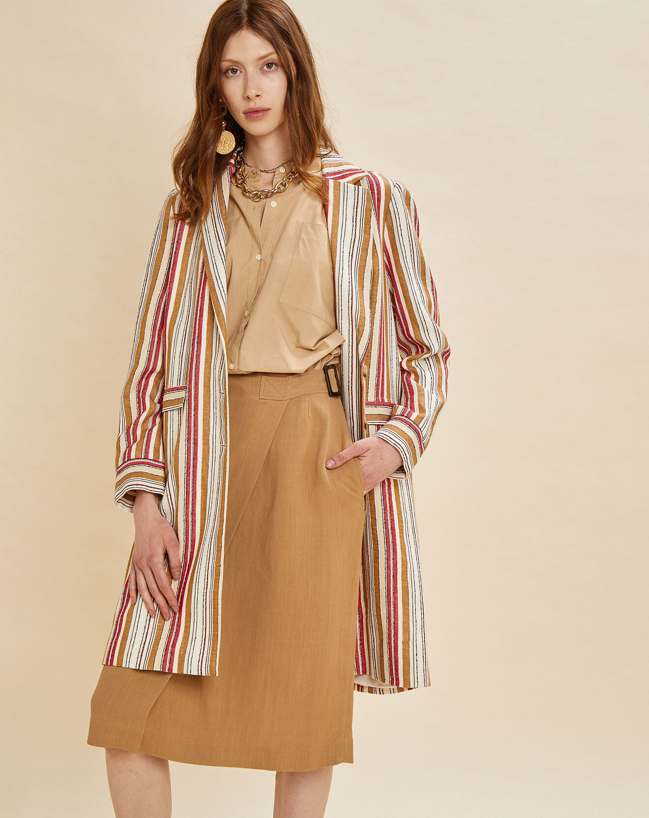 Chloé Stora Jupe en Lin mélangé Jackie beige