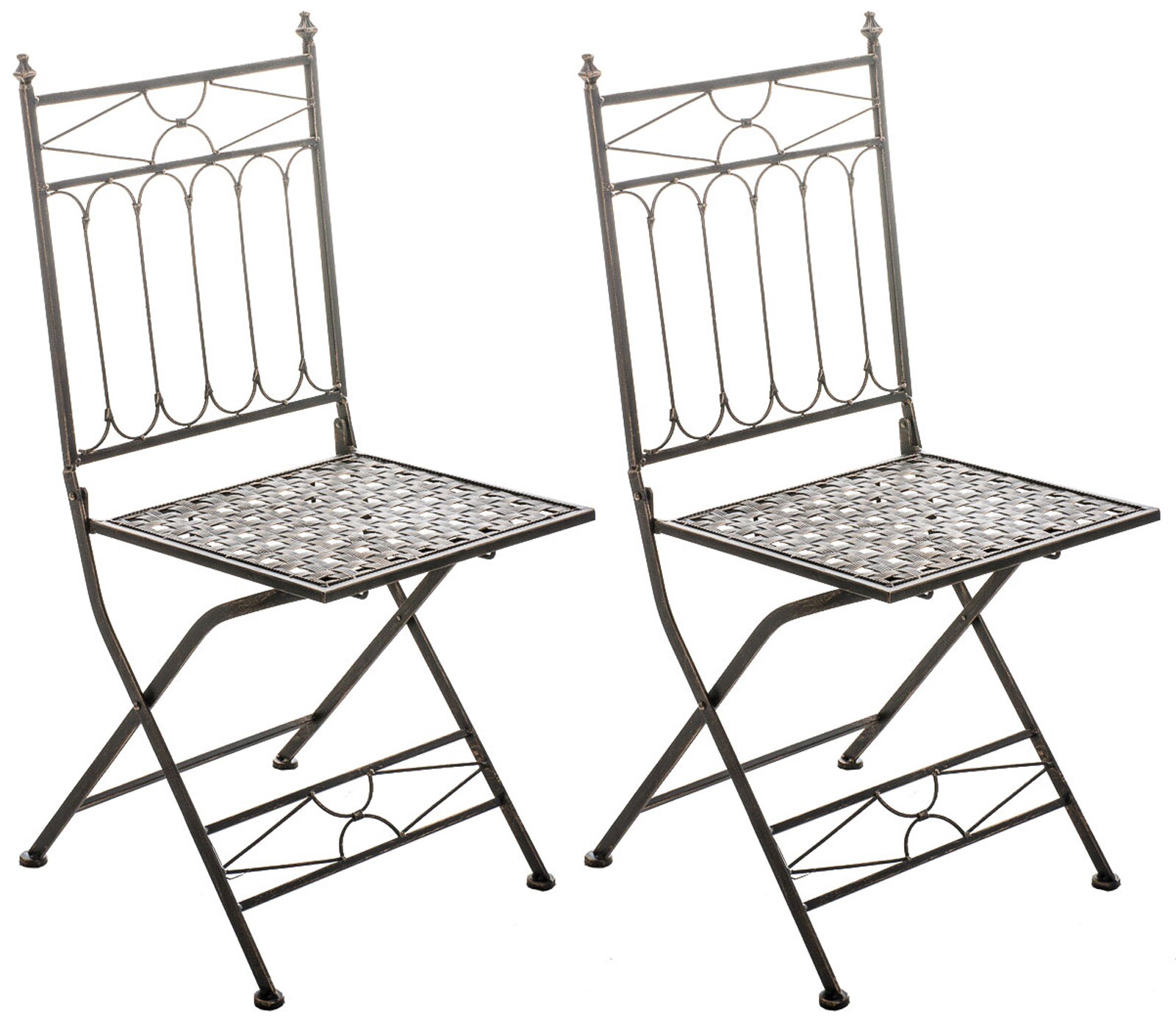 CLP 2er Set Eisen-Klappstuhl ASINA in nostalgischem Design I Klappbarer Gartenstuhl mit edlen Verzierungen I In verschiedenen Farben erhältlich
