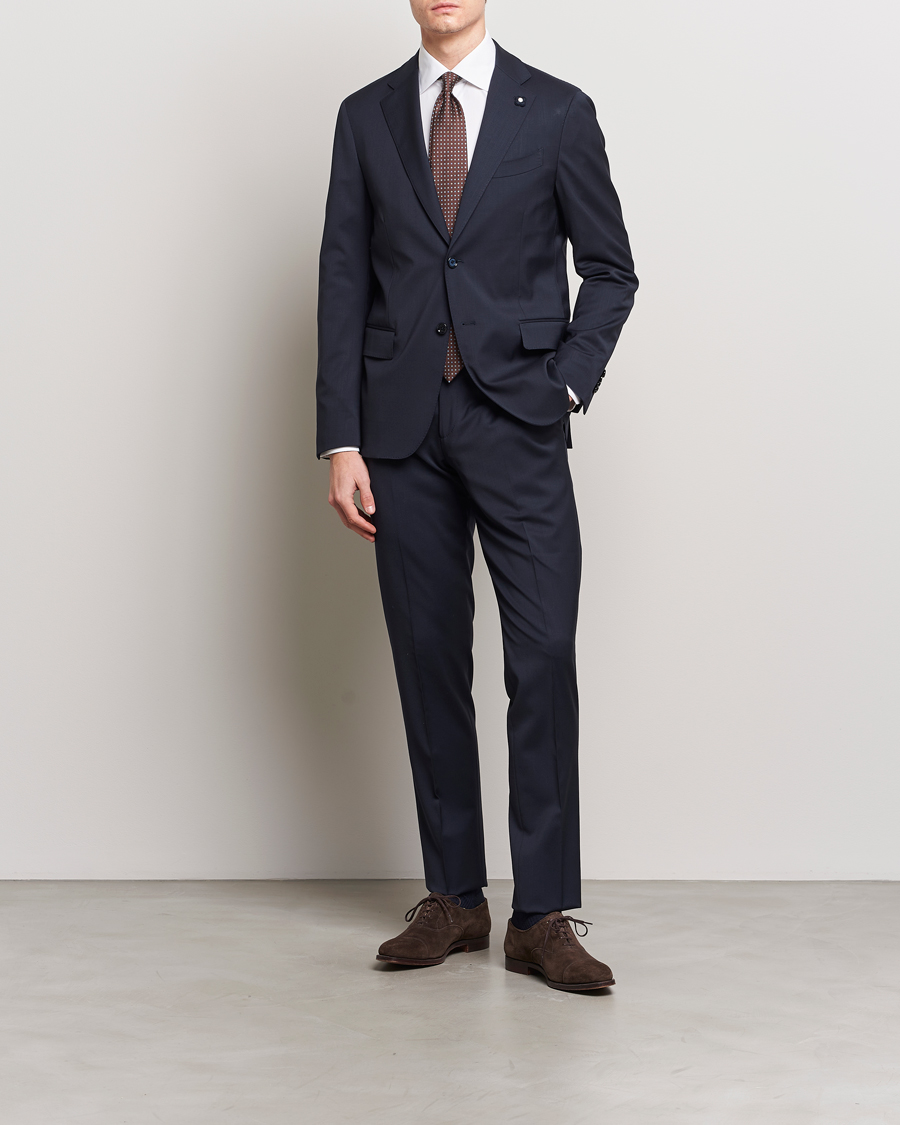 Lardini Two Button Wool Blazer  Navy