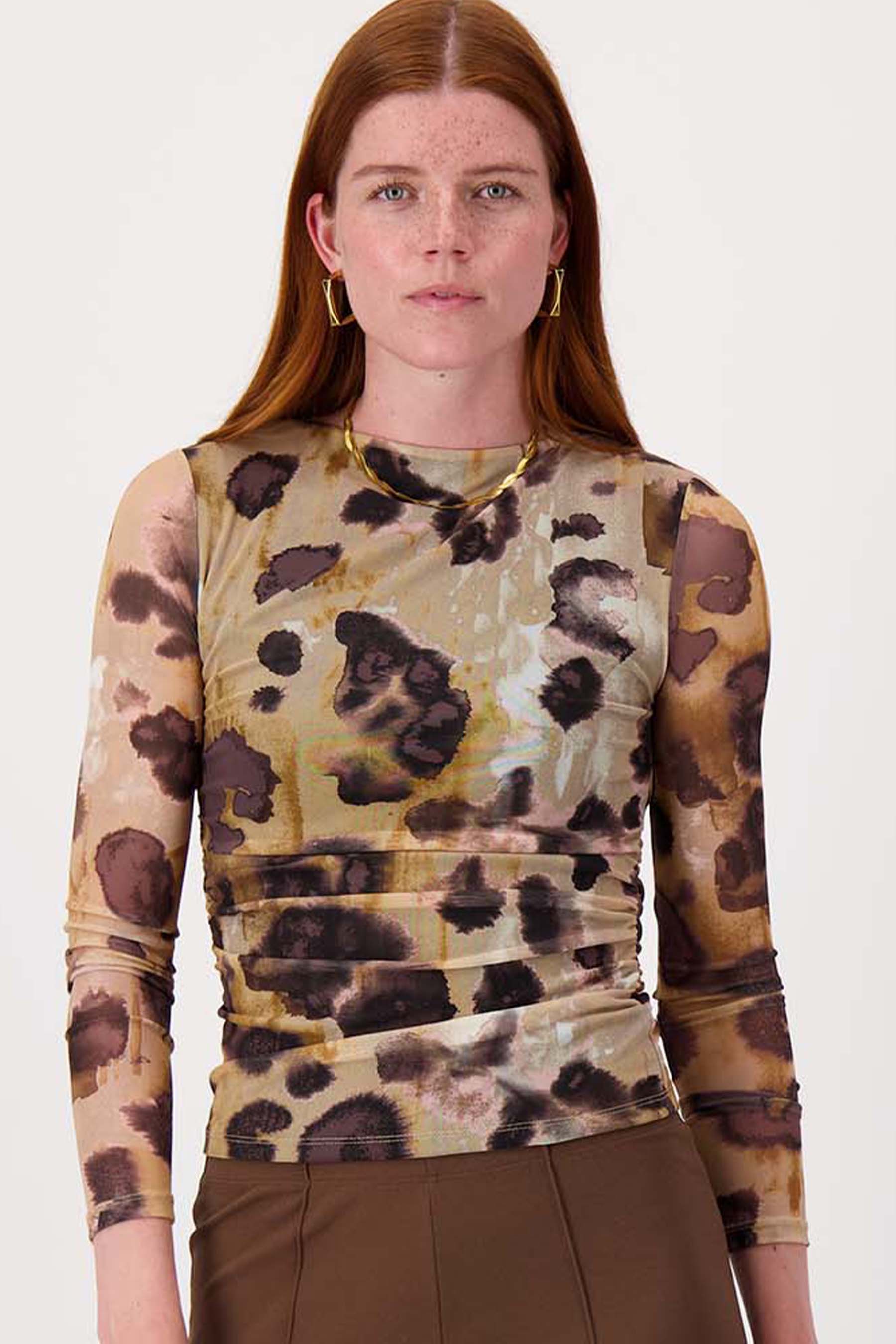 mesh top met vlekken print