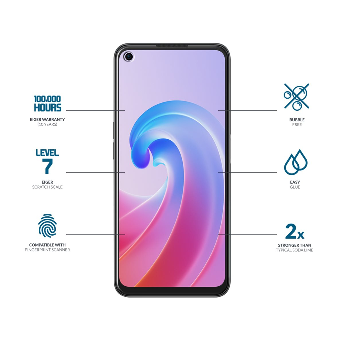 Oppo A96 Mountain Glass Clear Panzerglas 2.5D Displayschutz Case Friendly (EGSP00840)