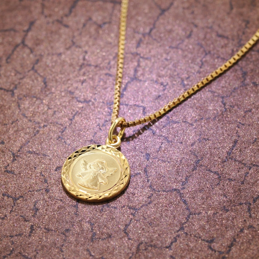 trendor Engel Schmuck-Anhänger für Kinder Gold 585 + vergoldete Kette gold