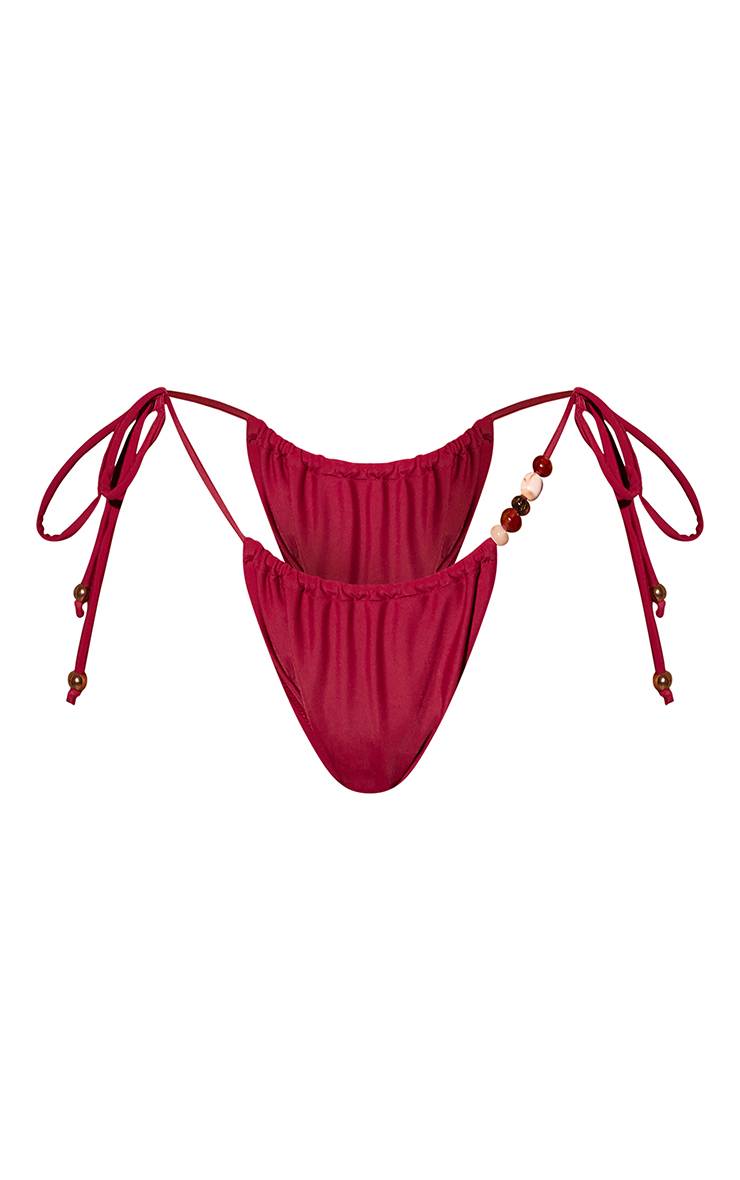 Prune Bas De Bikini À Liens Latéraux Avec Bordure De Perles