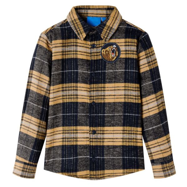 Camisa de Xadrez para Criança Amarelo e Preto 92 - 2859721526