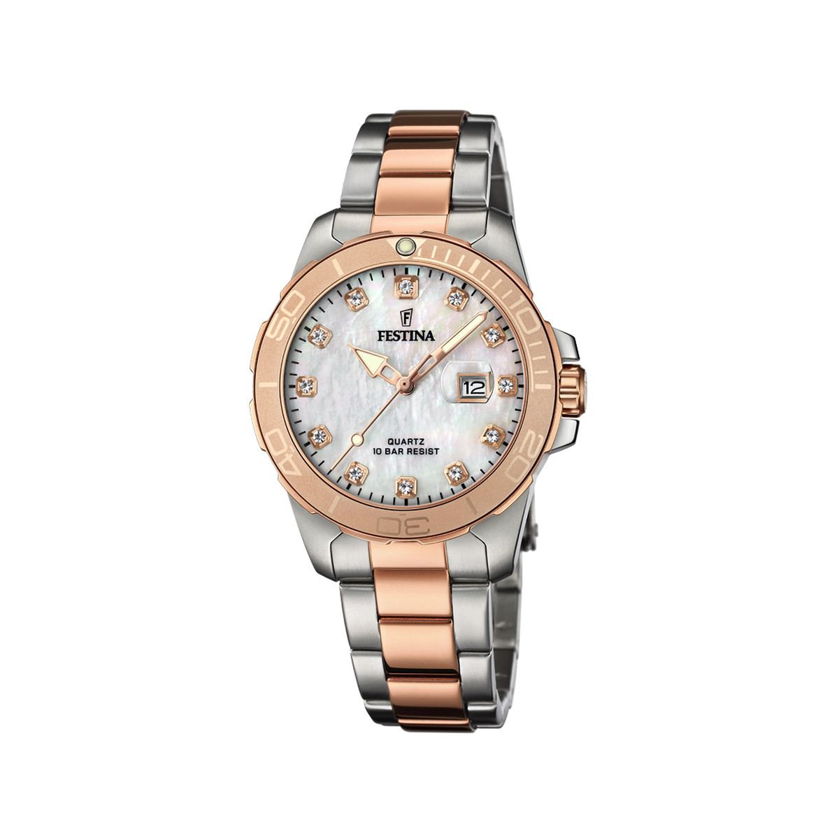 Montre Festina femme acier bicolore rose