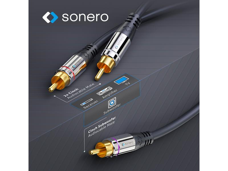 sonero Subwoofer Stereo / Mono Y-Kabel Cinch - Cinch 5 m Subwoofer Stereo / Mono Cinch Audio Y-Kabel