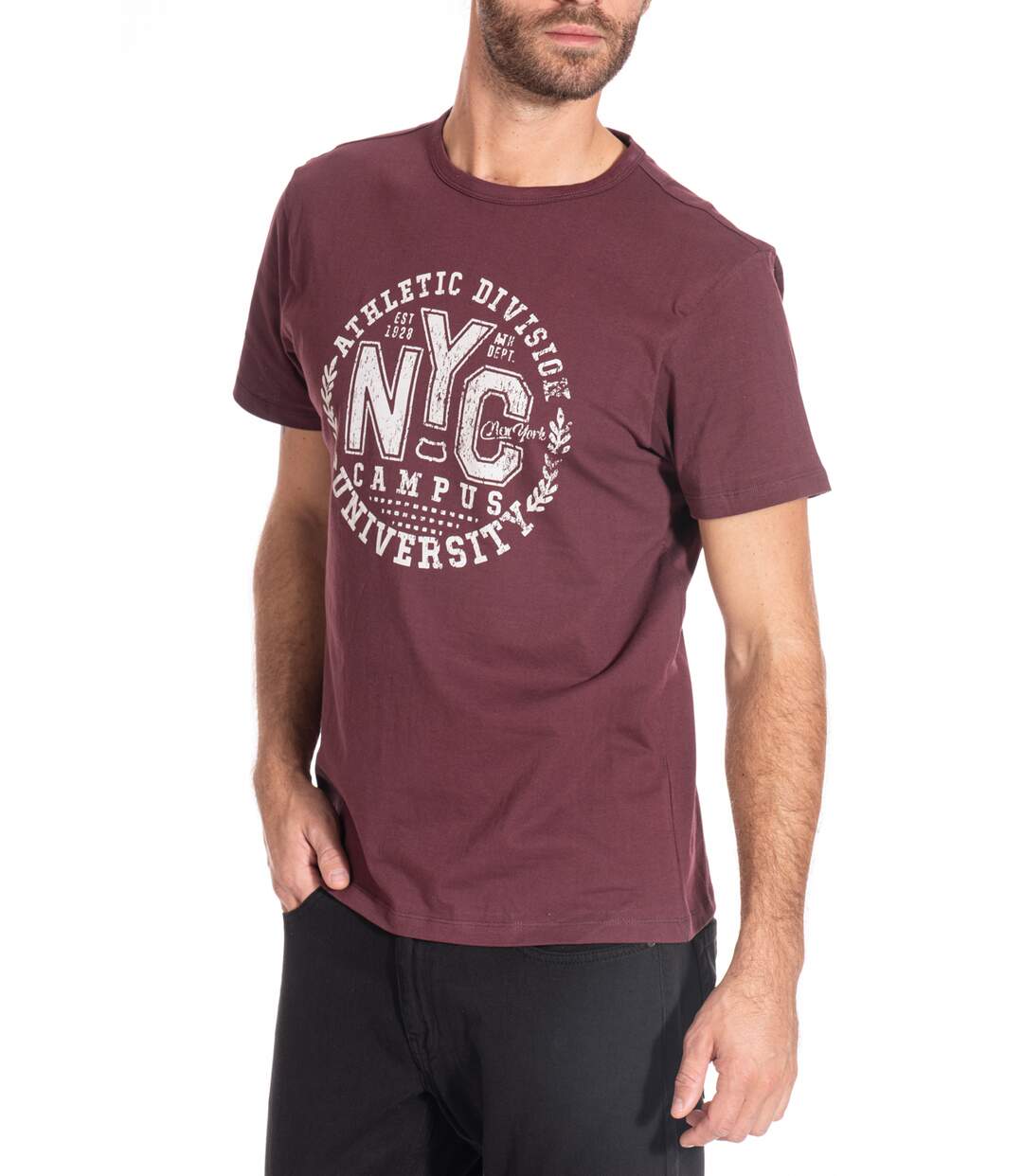 T-shirt style College imprimé WESTON BORDEAUX