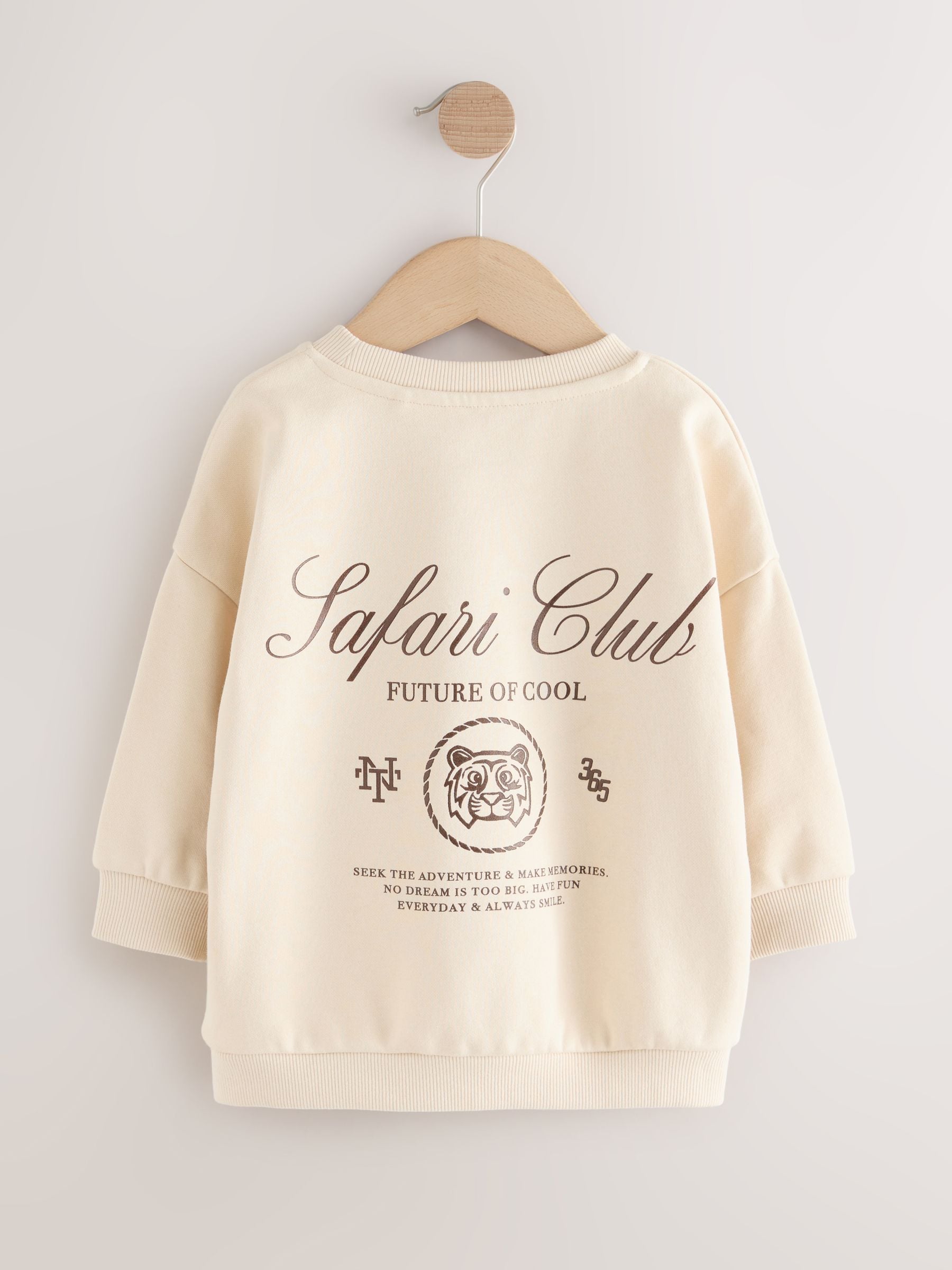Ecru Safari Club - Jersey sweatshirt met ronde hals en print op de rug (3mnd -7jr)