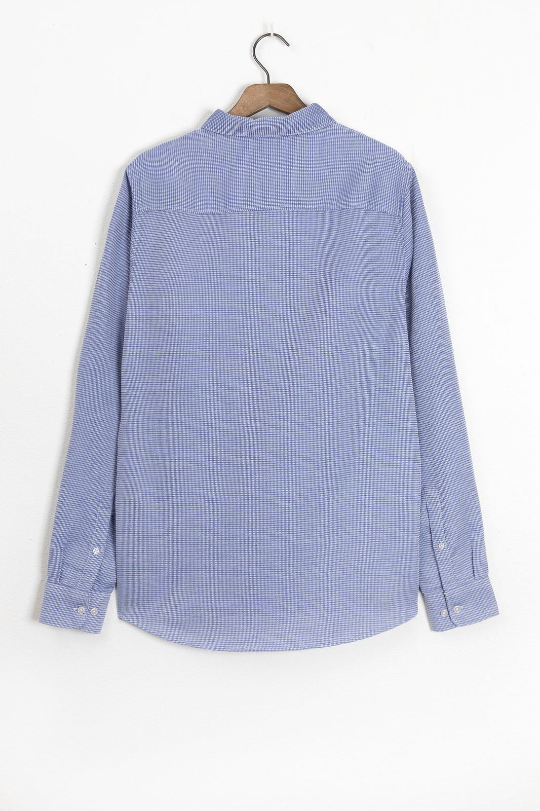Blauw overhemd met wafelstructuur