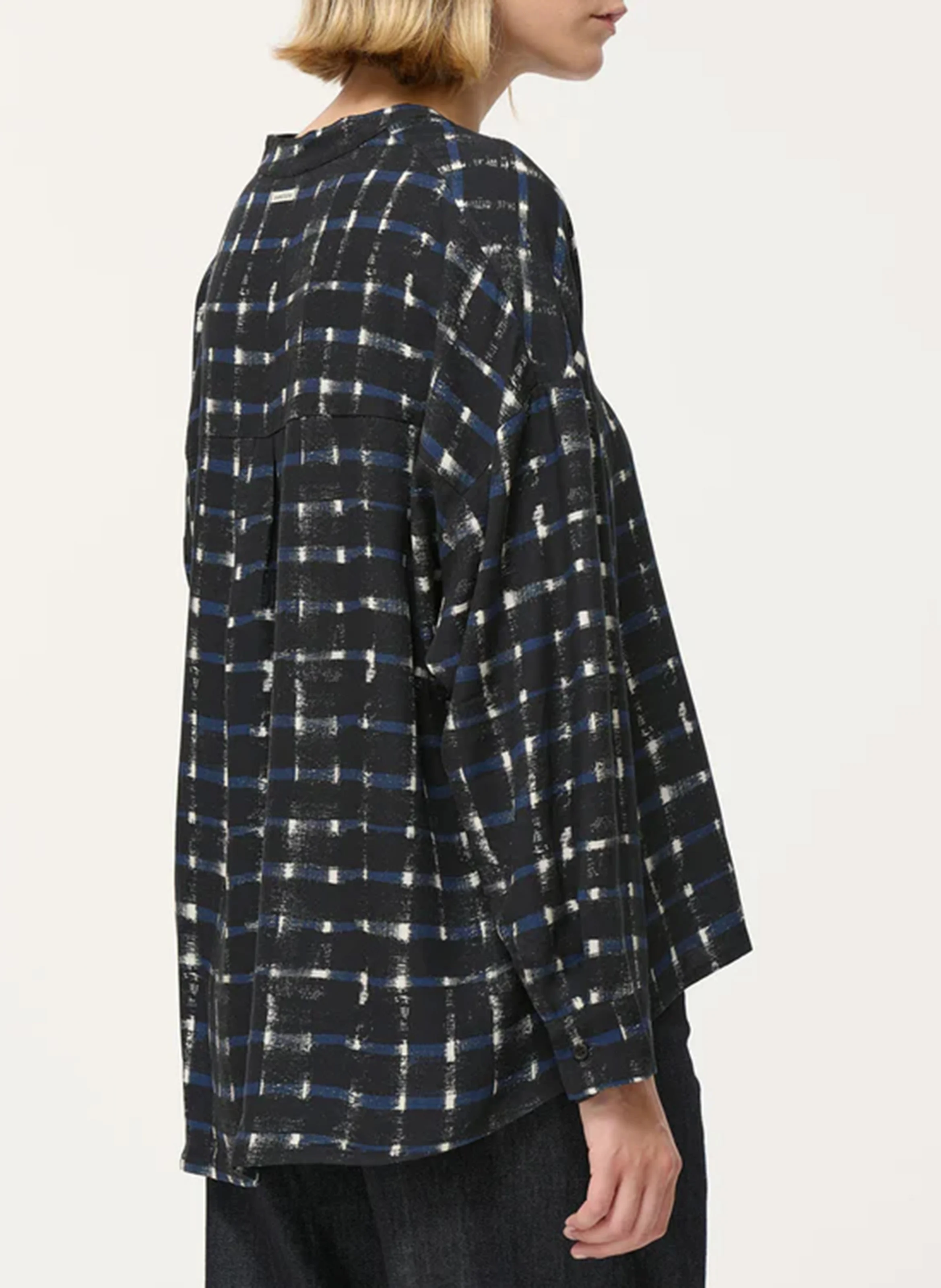 Chemise oversize à col mao | Bleu