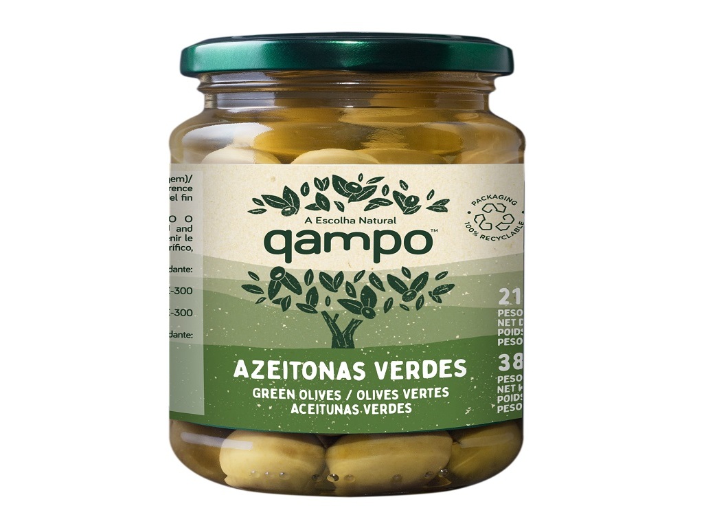 AZEITONA VERDE QAMPO S/CAROÇO FRASCO 370(160)G