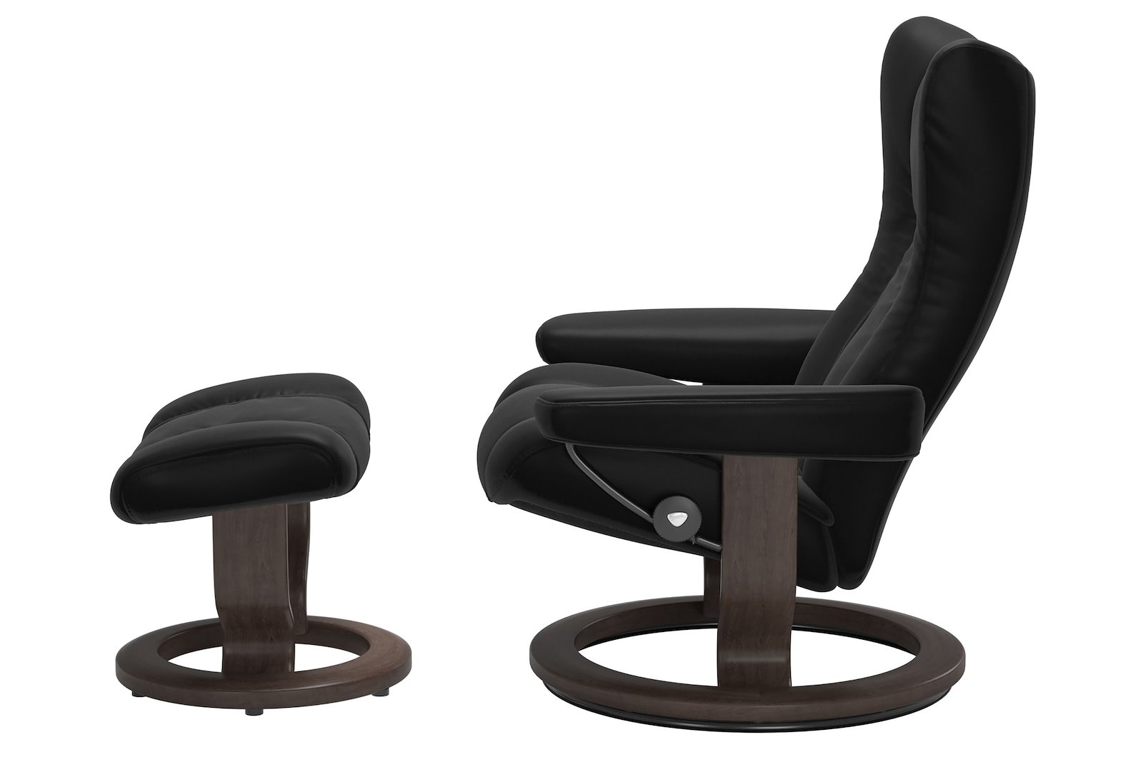 Wing lenestol m/krakk i hud Batick Black - Classic - Wenge beiset