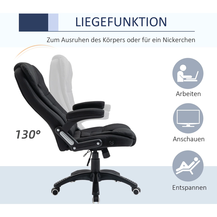 Vinsetto Bürostuhl ergonomisches design, Atmungsaktiv Schwarz