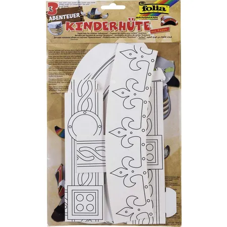 Folia Kinderhüte Abenteuer, aus Pappe, 3 Stück weiß, zum selbst Bemalen