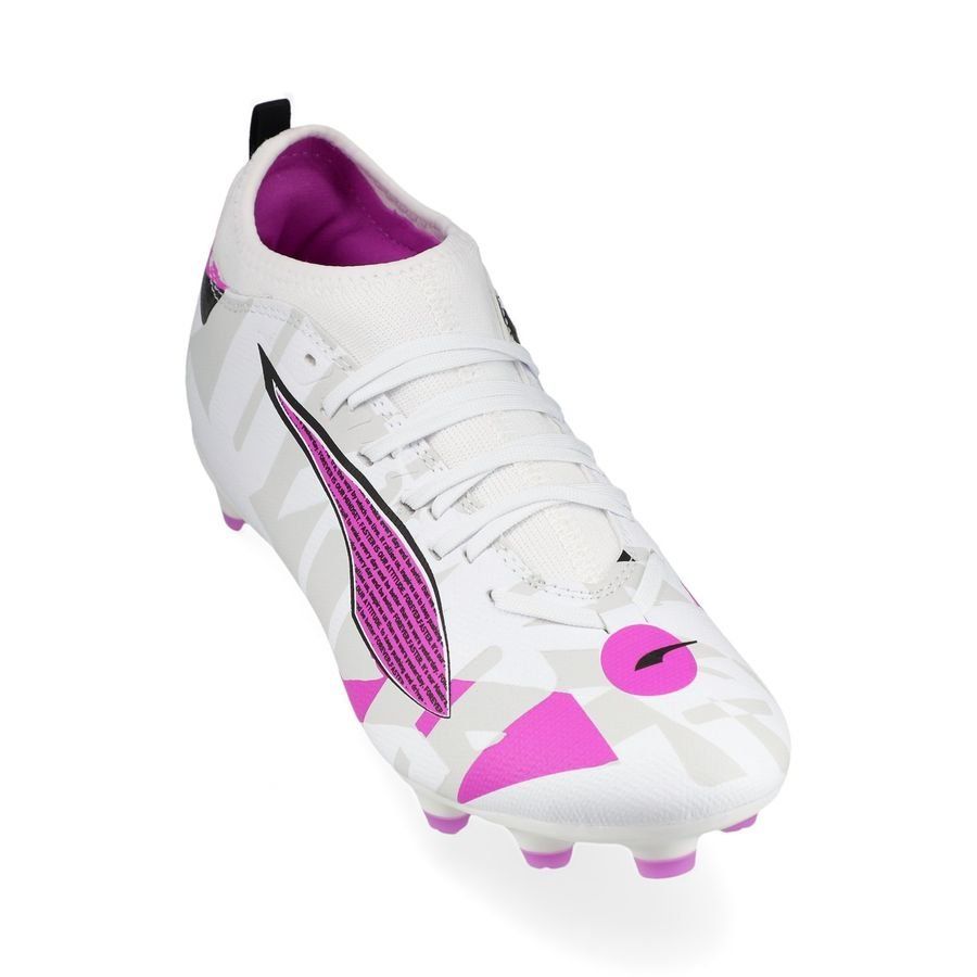 PUMA Ultra 5 Match FG/AG Forever - Blanc/Pure Magenta/Gris/Noir Enfant ÉDITION LIMITÉE