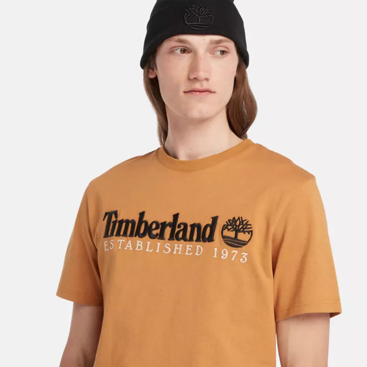 T-shirt à manches courtes et logo pour homme en jaune