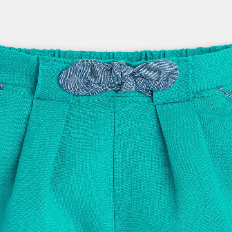 Short en lin à plis vert bébé fille Vert