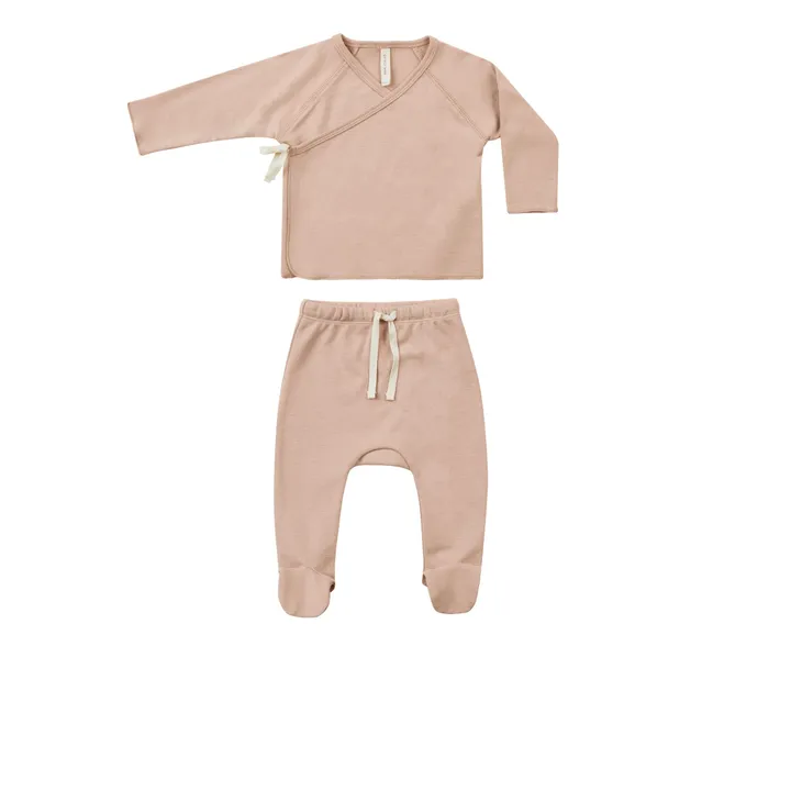 Quincy Mae Cache-Cœur et Legging à Pied | Rose poudré