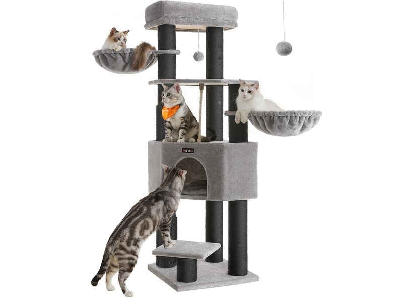 Feandrea Kratzbaum für grosse Katzen 160 cm, Schwarz Kuscheliges Katzenhaus