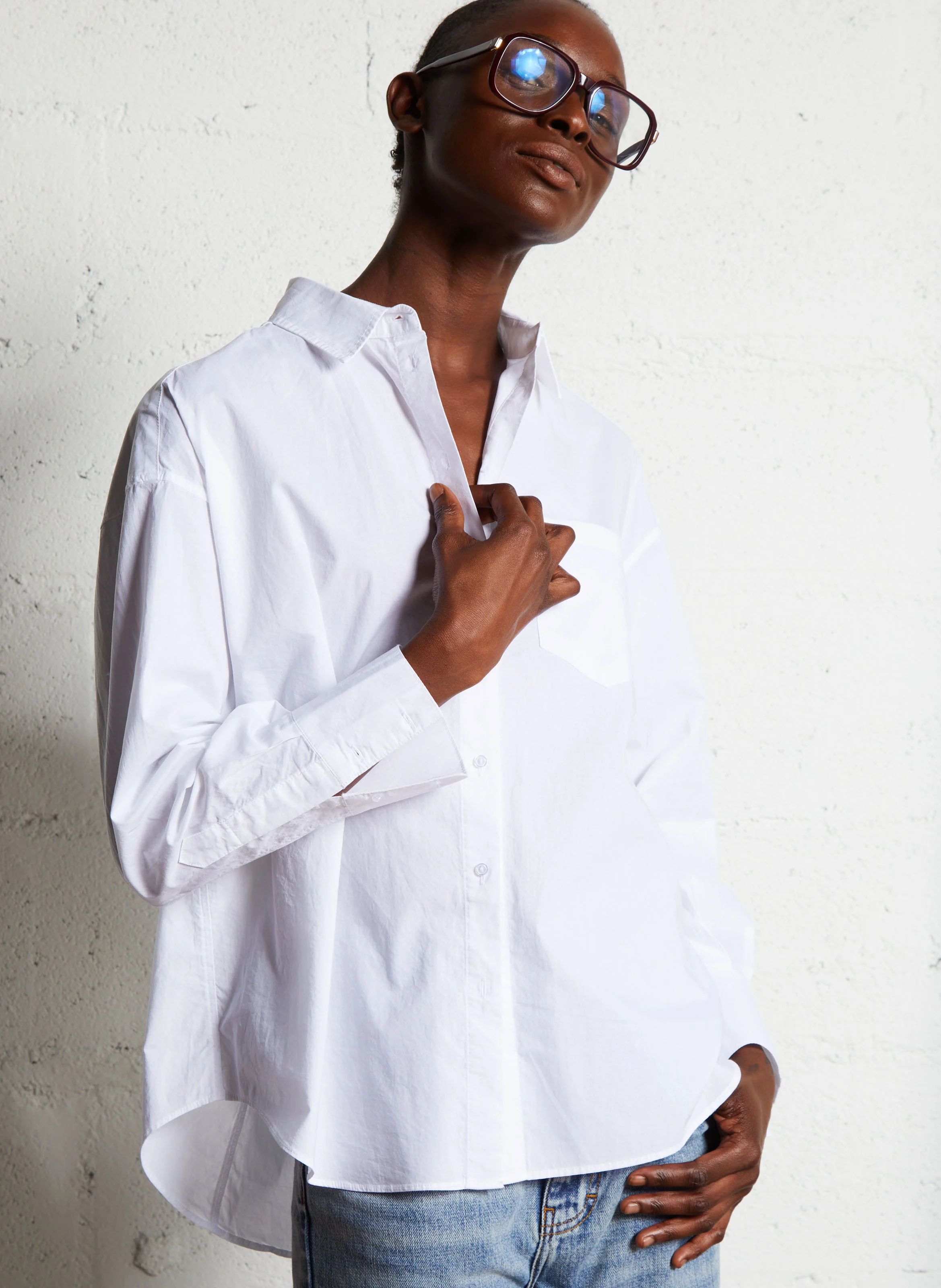 CELISE - Chemise ample col classique en coton | Blanc